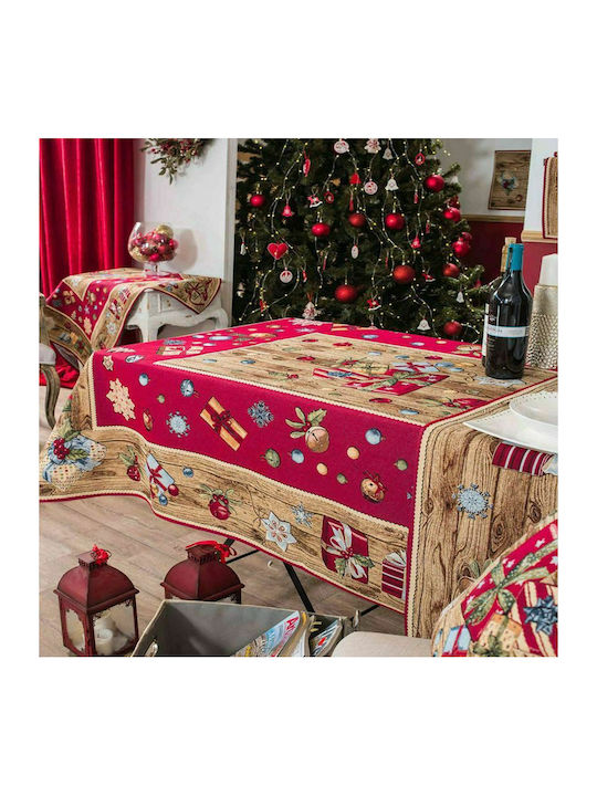 Teoran Gift Χριστουγεννιάτικο Față de masă Textil Roșu M180xL140cm 1buc gift-trapezomantilo-59321