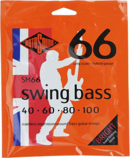 Rotosound Set Oțel inoxidabil de Corzi pentru Bas Swing Bass 66 Hibrid 40 - 100"