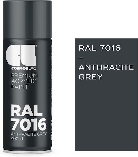 Cosmos Lac Σπρέι Βαφής Premium Acrylic με Γυαλιστερό Εφέ Anthracite Grey RAL 7016 400ml