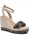 Guess Women's Ankle Strap Platforms Beige