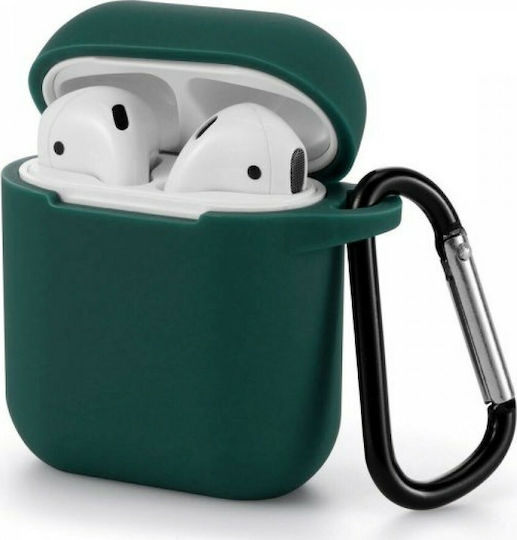 ObaStyle Case Silicone with Hook in Green color for Apple AirPods 1 / AirPods 2