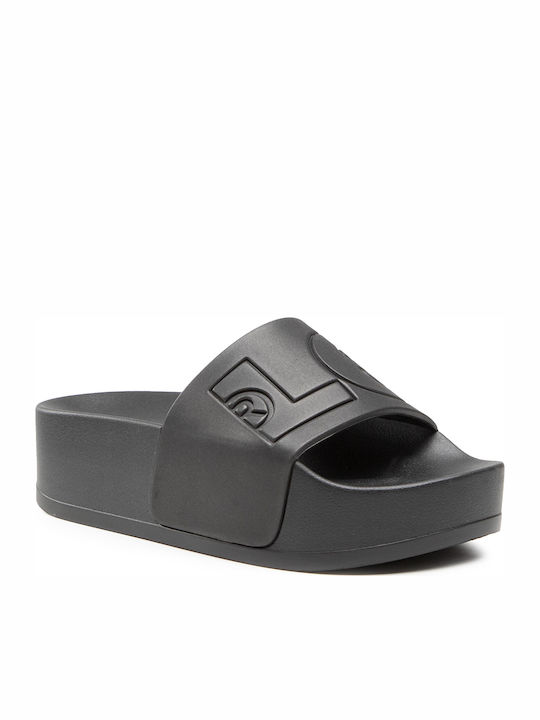 June S Bold Slides Cu Platformă În Culoare Neagră