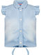 Kinder Einfarbig Hemd Ärmellos Denim Blau