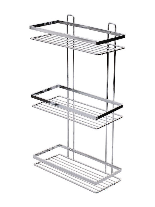 Estia Elegant Wall Mounted Bathroom Shelf Inox with 3 Shelves 20.1x20.1x53.6cm