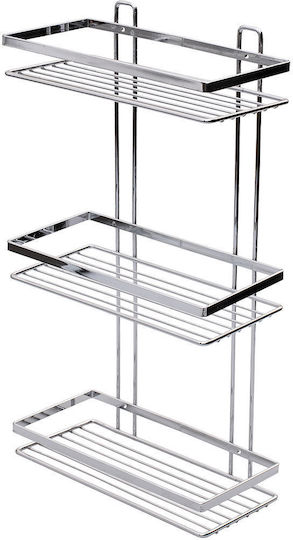 Estia Elegant Montat pe perete Raft Baie Inox cu 3 Rafturi 25.1x12.5x46cm Argintie Estia Elegant Montat pe perete Raft Baie Inox cu 3 Rafturi 25.1x12.5x46cm Argintie