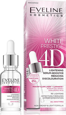 Eveline White Prestige 4D Anti-aging Serum Booster Face with Collagen for Brightening and Dark Spots 18ml