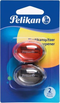 Pelikan Plastic Pencil Sharpener Barrel Multicolour 2τμχ Κόκκινη-Μαύρη