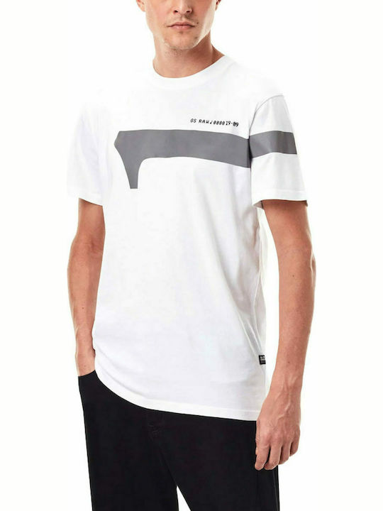 G-Star Raw T-shirt Bărbătesc cu Mânecă Scurtă Alb