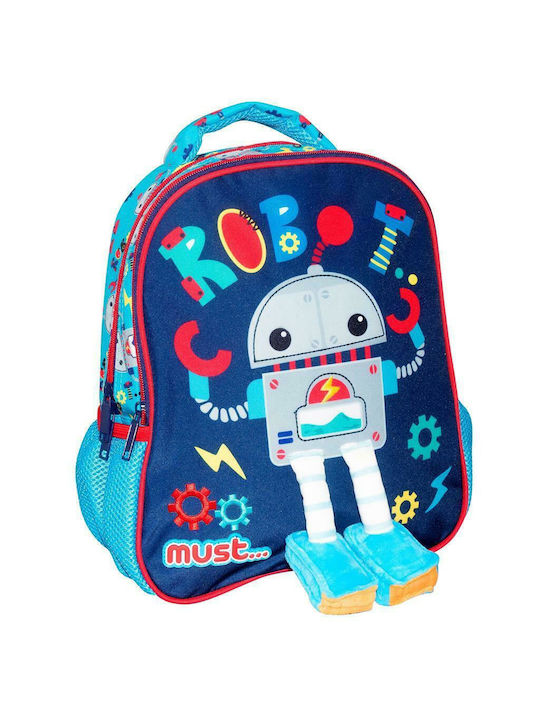 Must Charmy Robot School Bag Backpack Kindergarten in Blue color 8lt