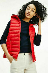 Tommy Hilfiger Women's Short Puffer Jacket for Spring or Autumn with Hood Red WW0WW30841-XLG