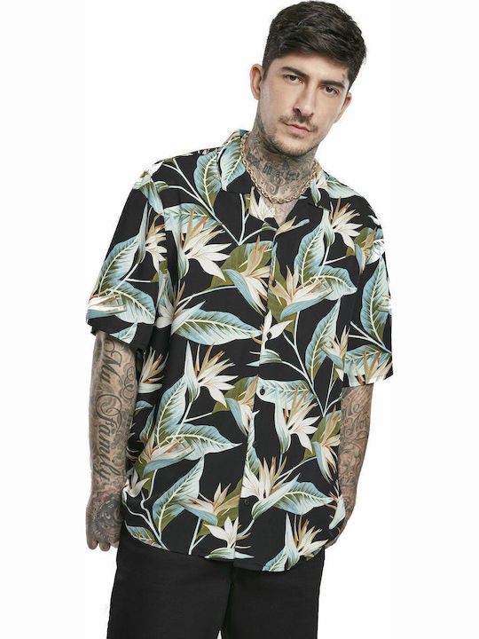 Short-sleeved Shirt in Wide Line Floral Green