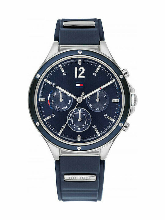 Tommy Hilfiger Eve Γυναικείο Ρολόι 38mm Χρονογράφος Μπαταρίας με Navy Μπλε Καουτσούκ Λουράκι
