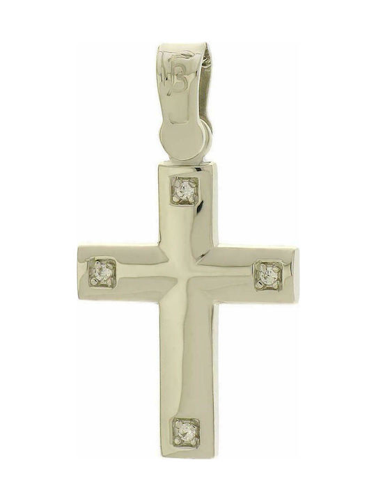 Q-Jewellery Damen Weißgold Kreuz 14K