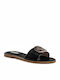 Leder Flache Sandalen für Damen in Schwarz Farbe