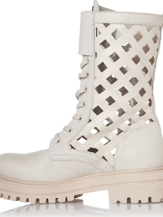 Ghete dama de piele Bocanci Alb