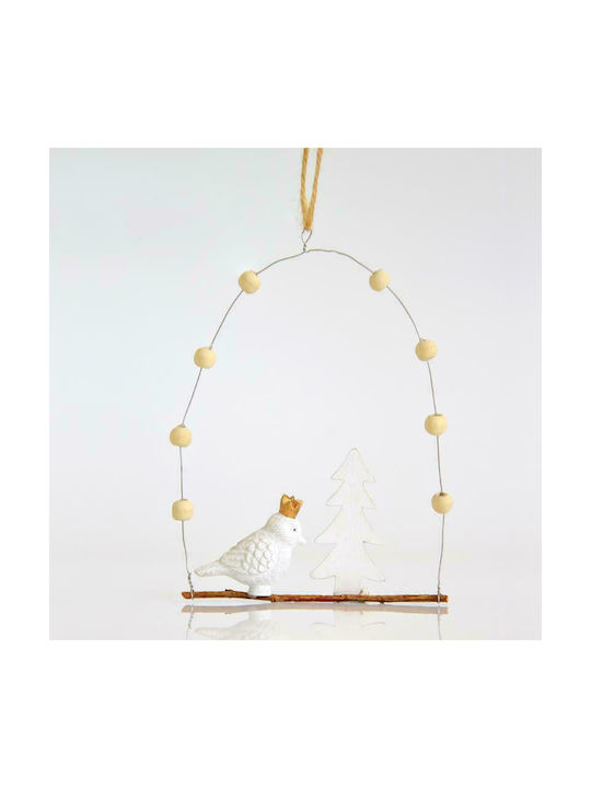 Ornament suspendat Pasăre Alb 10.5x14buc