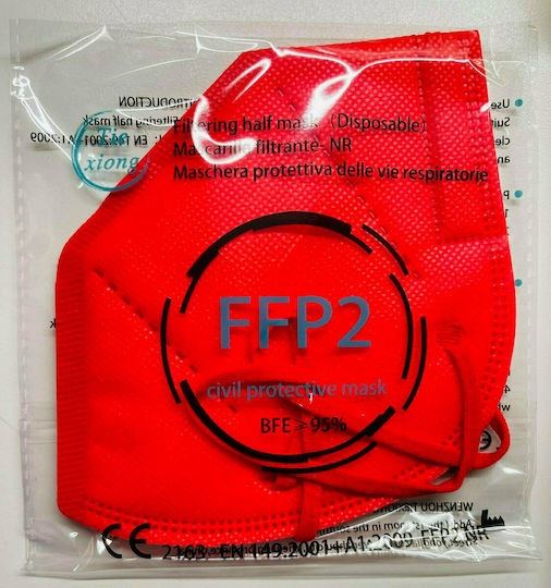Tiexiong FFP2 Civil Protective Mask BFE >95% Protective Mask FFP2 Red 1pcs
