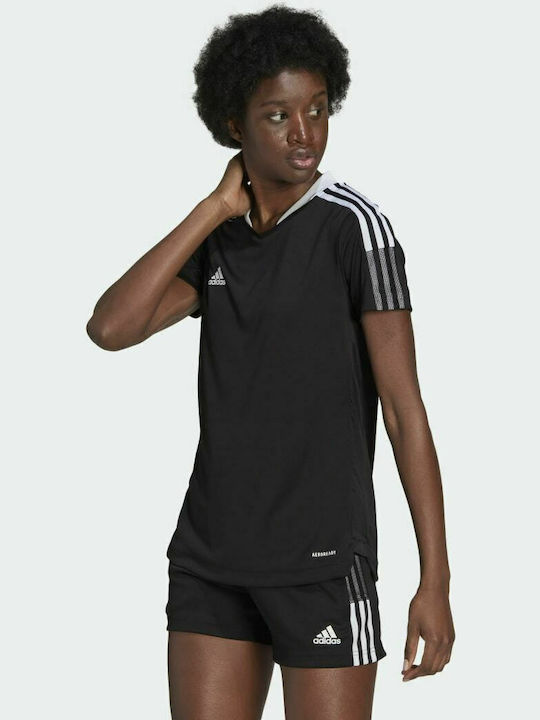 Adidas Tiro 21 Training Women's Athletic Blouse Short Sleeve Black