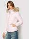 Tommy Hilfiger Kurz Damen Puffer Jacke mit pelziger Kapuze für Winter Rosa DW0DW08588-TOJ