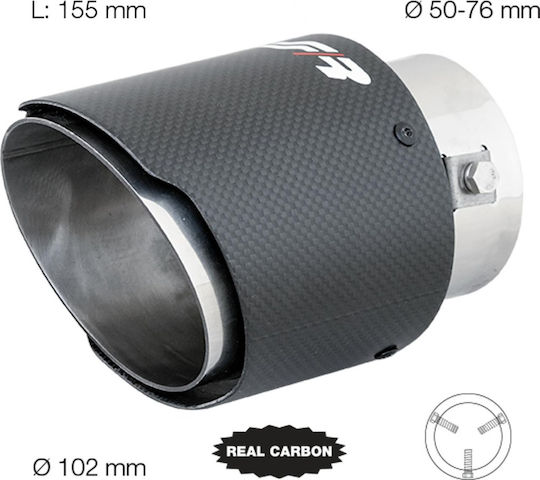 Simoni Racing Exhaust Muffler Universal Round Real Carbon 50-76mm