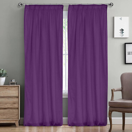 Lino Home Перде с Плик с Писалка Line 305 Лилаво 145x295см