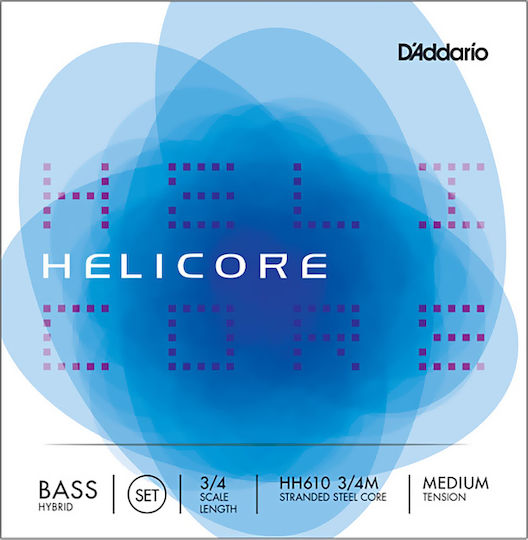 Daddario Helicore Hybrid Bass String Set Μονές Χορδές Steel Κοντραμπάσου 6τμχ 3/4 Scale Medium Tension