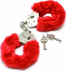 Rimba Police Handcuffs With Fur Handschellen in Rot Farbe