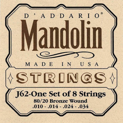 Daddario Set 80/20 Bronze Saiten für Mandoline Mandolin 10 - 34"