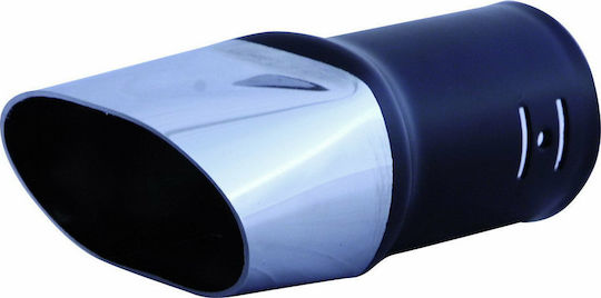Carman Exhaust Muffler Universal Simple Oval Chrome-Black