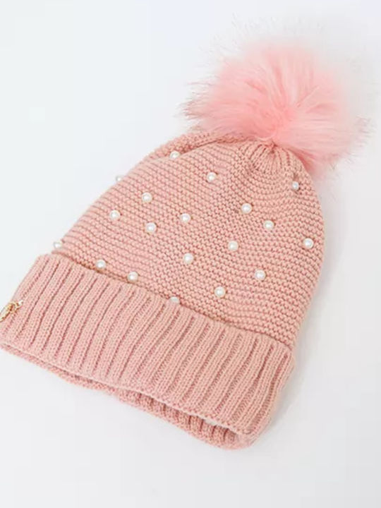 Fragola CP-05 Pom Pom Beanie Frauen Beanie Gestrickt in Rosa Farbe CP05