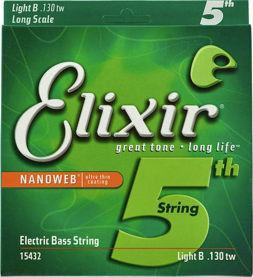 Elixir Nanoweb Coated Μονή Χορδή Nickel Plated Steel Μπάσου 130" Light B Long Scale TaperWound