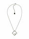 Karl Lagerfeld Geometric Pearl & Pave Square Κολιέ Γεωμετρικό με Πέρλες Μαύρο