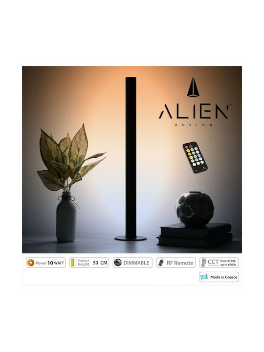 GloboStar Alien Diva Dekorative Lampe Bar LED CCT 10W mit kabelloser RF-Fernbedienung und Dimmer 50cm Schwarz