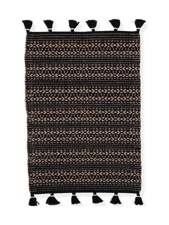 Nef-Nef Homeware Depay Rug Rectangular with Fringes Natural - Black