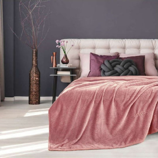 Guy Laroche Rombus Κουβέρτα Fleece Υπέρδιπλη 220x240εκ. Coral
