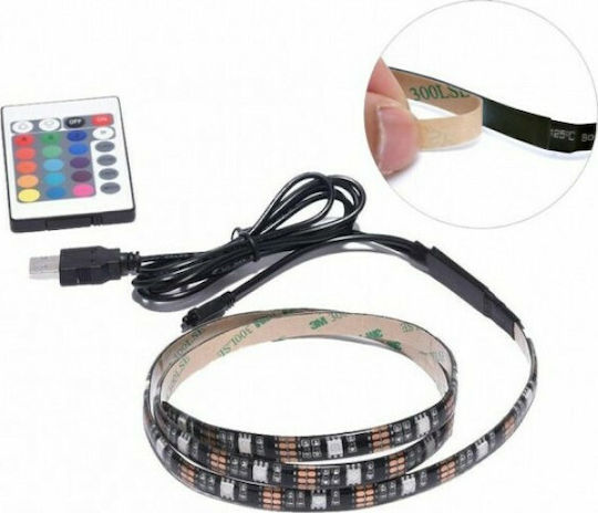 Techly Rezistent la apă Bandă LED I-LED-TV Pentru televizor USB 5V RGB Lumină 2m Tip SMD5050 cu Sursă de alimentare & Telecomandă