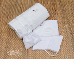 Lina Baby Baptism Towel Set Κύκνος Λευκό