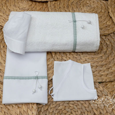 Lina Baby Baptism Towel Set Lucas Λευκό