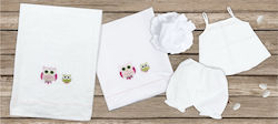 Mouchtaris Collection Christening Oilcloths Set White Owls 6pcs