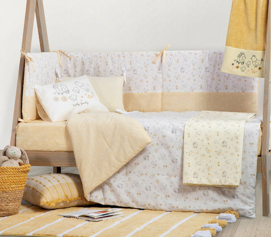 Nef-Nef Homeware Lovely Family Βρεφικό Κουβερλί Βαμβακερό Ecru/Yellow 110x140cm