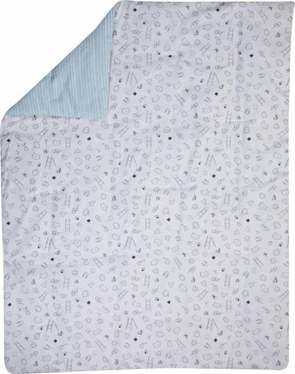 Nef-Nef Homeware Cotton Baby Quilt Don't Grow Up 110x140cm White/Aqua