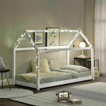 Παιδικό Κρεβάτι Τύπου Montessori Μονό για Στρώμα 90x200cm Λευκό Σπιτάκι
