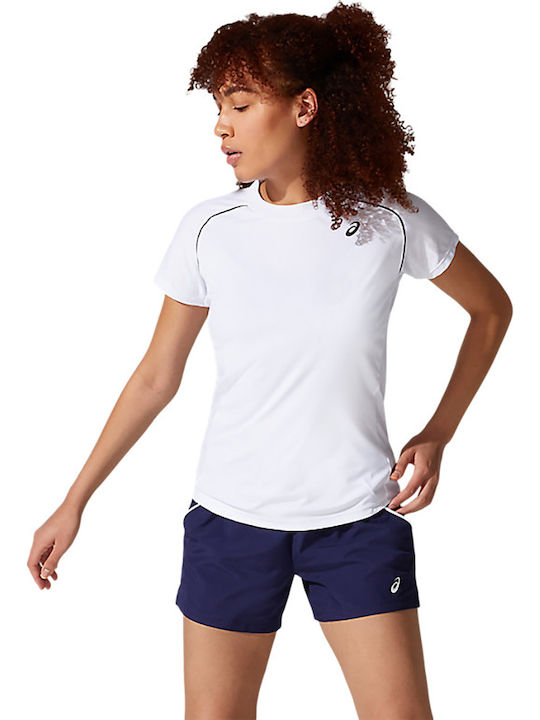 ASICS Court Piping Γυναικείο Αθλητικό T-shirt Fast Drying Λευκό
