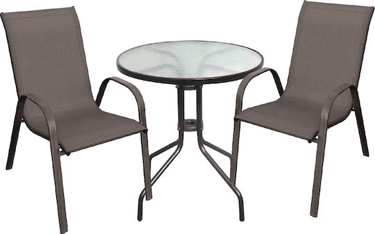 Dining Set for Small Outdoor Spaces Rio 3 Pieces Brown E270 6S