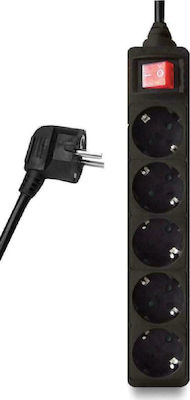 Powertech 5-Outlet Power Strip 3m Black