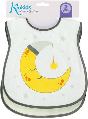 Kiokids Moon & Cat Waterproof Bib Fabric with Hoop & Loop Fastener Multicolored 2pcs