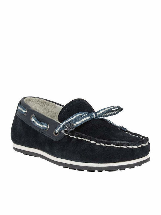 Boys Suede Moccasins with Laces Blue
