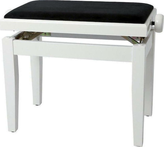 Gewa Piano Bench Deluxe Stool Piano Adjustable High Gloss White L52xW30xH48-57cm