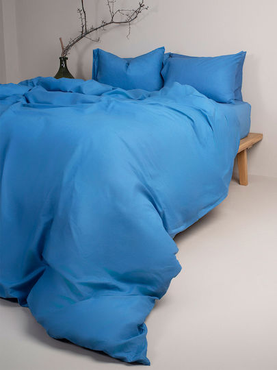 Sunshine Sheet Sets Queen with Elastic 170x205+30cm. Cotton Feelings 151 104 Blue 4pcs