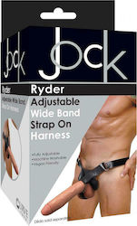 Curve Toys Jock Ryder Adjustable Wide Band Strap-On Harness Harness με Dildo στο χρώμα του δέρματος Curve Toys Jock Ryder Adjustable Wide Band Strap-On Harness Harness με Dildo στο χρώμα του δέρματος
